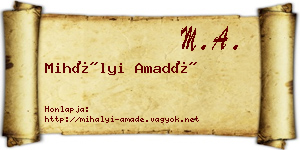 Mihályi Amadé névjegykártya